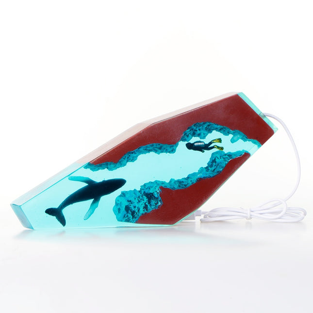 Lampada design balena in resina epossidica