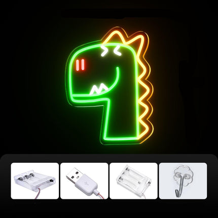 Lampada neon LED dinosauro T-Rex verde