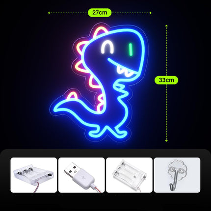 Luce neon dinosauro blu da parete