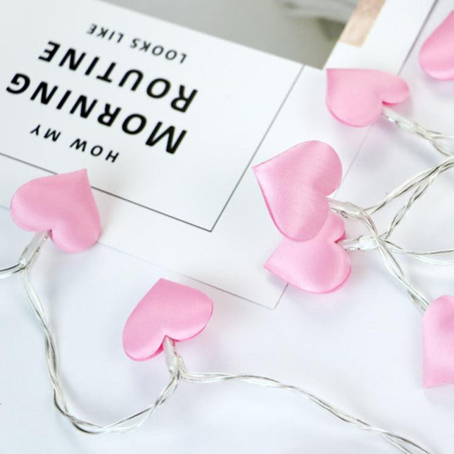 Ghirlanda luminosa LED a cuori rosa