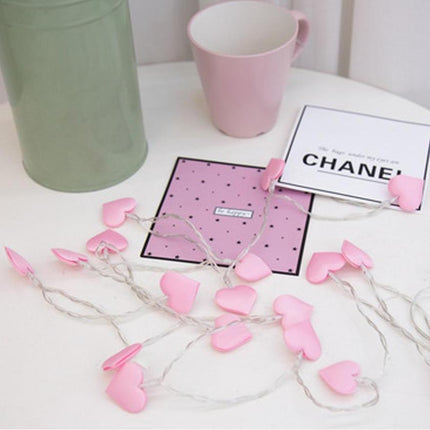 Ghirlanda luminosa LED a cuori rosa