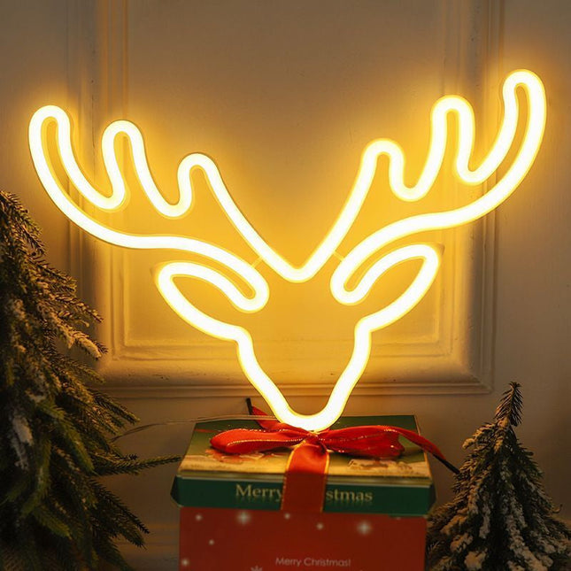 Insegna Neon LED renna multicolore Natale
