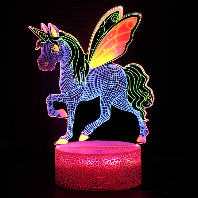 Luce notturna unicorno 3D colorata