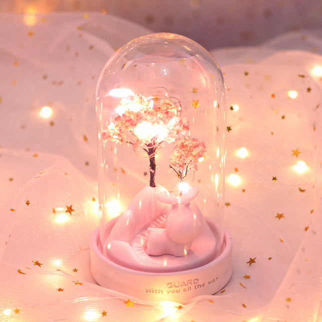 Luce notturna LED albero blu rosa