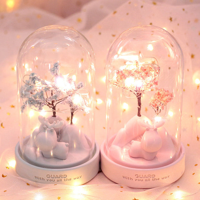 Luce notturna LED albero blu rosa