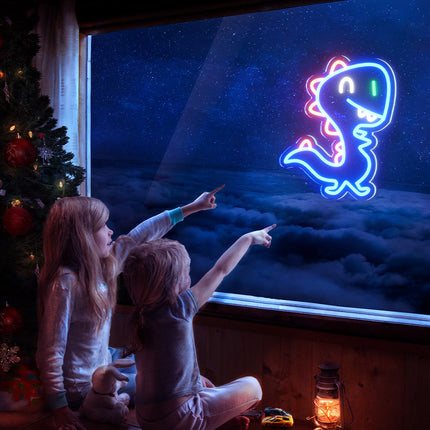 Luce neon dinosauro blu da parete