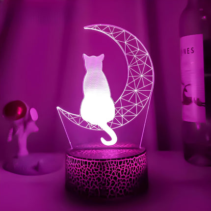 Lampada 3D LED gatto sulla luna