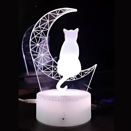 Lampada 3D LED gatto sulla luna