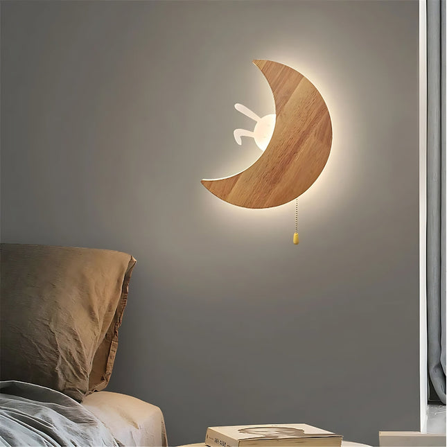 Lampada da parete LED luna legno