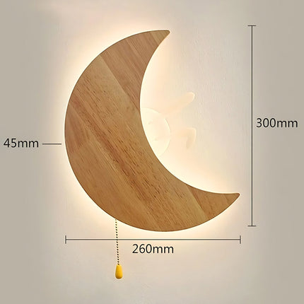 Lampada da parete LED luna legno