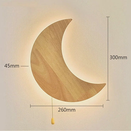 Lampada da parete LED luna legno