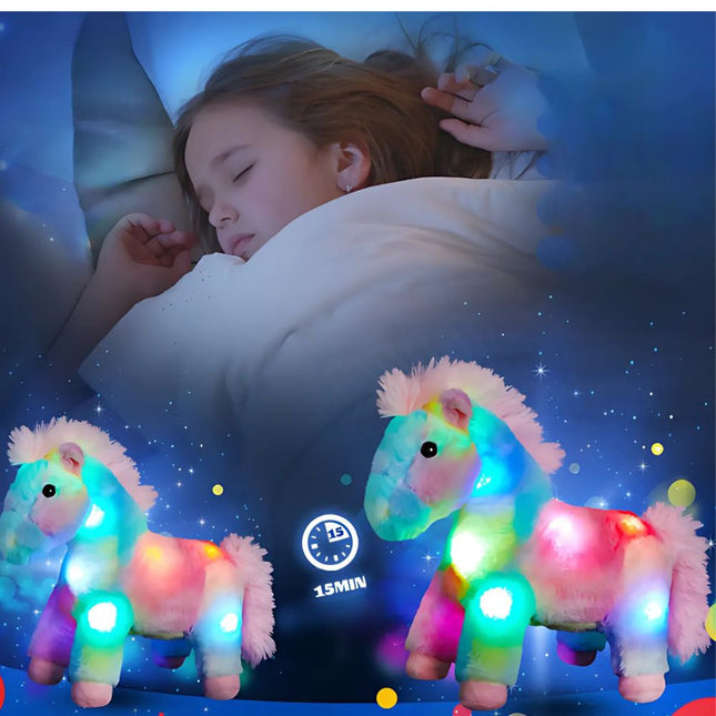 Peluche cavallo luminoso LED multicolore
