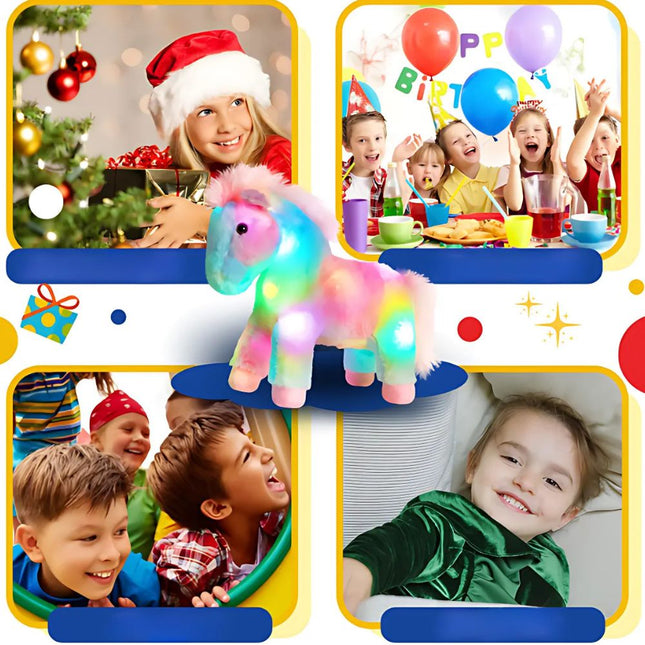 Peluche cavallo luminoso LED multicolore