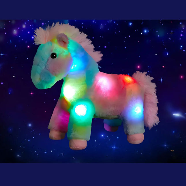 Peluche cavallo luminoso LED multicolore