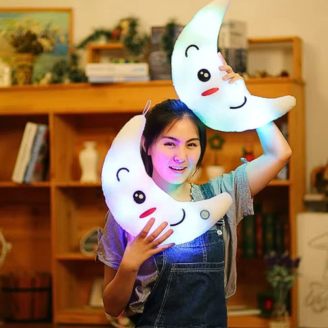 Cuscino peluche luminoso a forma luna