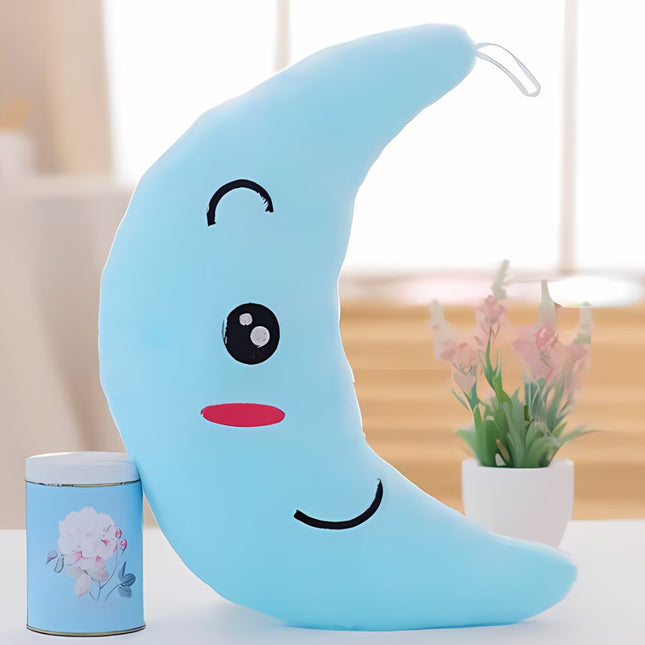Cuscino peluche luminoso a forma luna