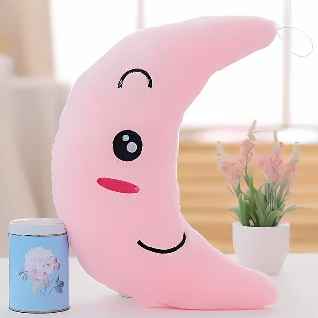Cuscino peluche luminoso a forma luna