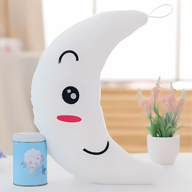 Cuscino peluche luminoso a forma luna