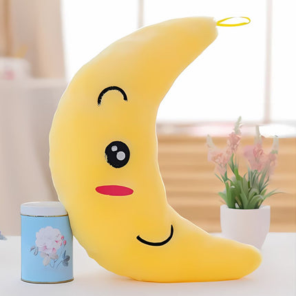 Cuscino peluche luminoso a forma luna