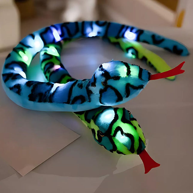 Peluche serpente luminoso verde o blu