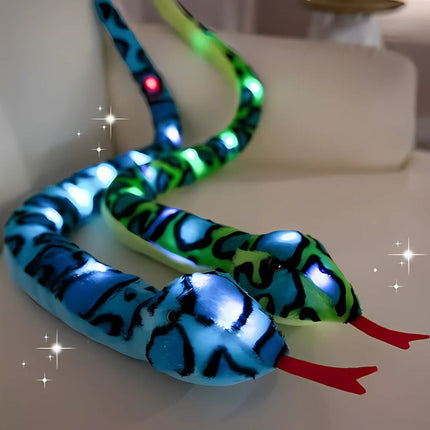 Peluche serpente luminoso verde o blu