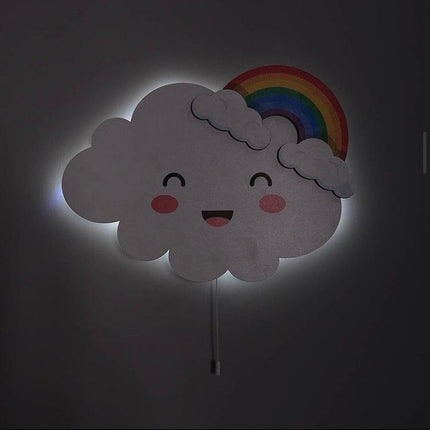 Applique nuvola arcobaleno luce LED bianca