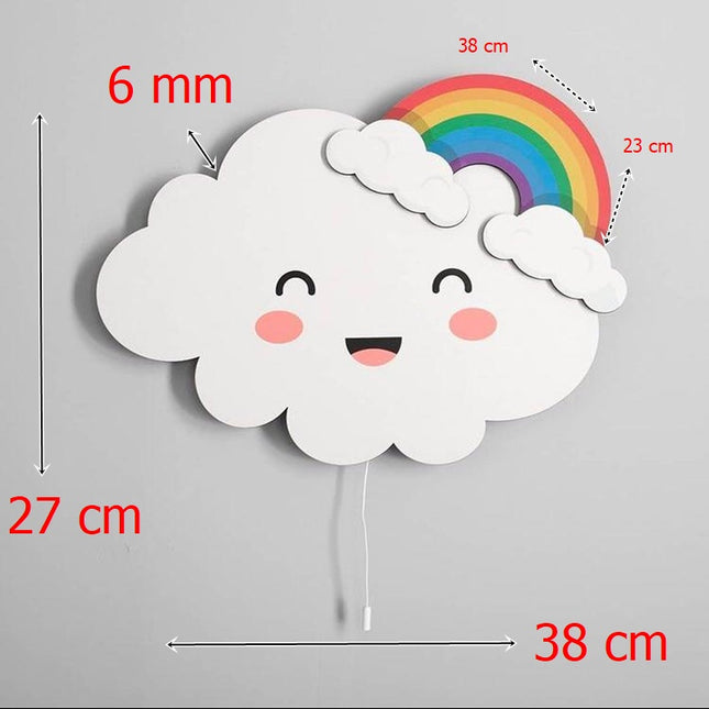 Applique nuvola arcobaleno luce LED bianca
