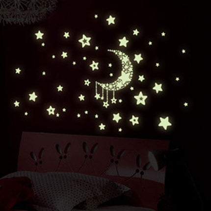 Adesivi murali fluorescenti luna e stelle