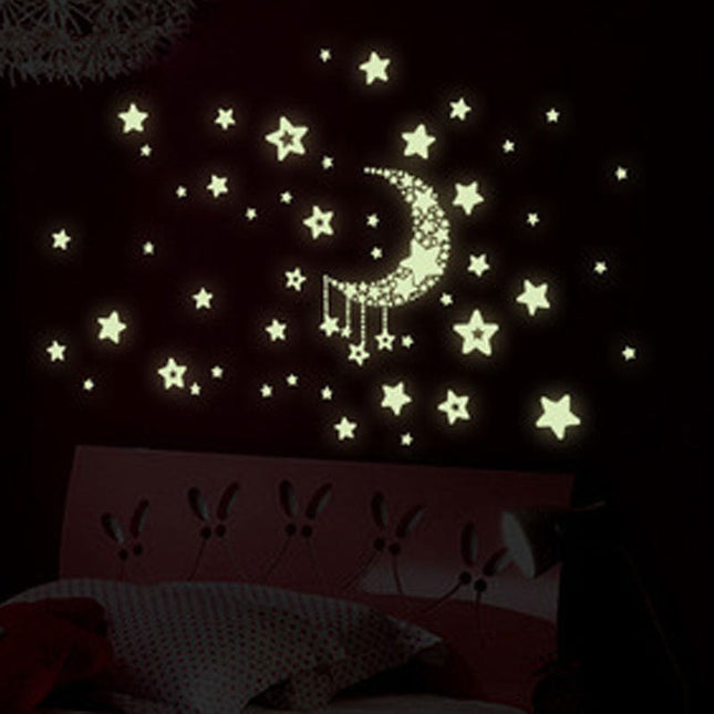 Adesivi murali fluorescenti luna e stelle