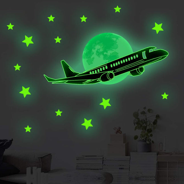 Adesivi murali fluorescenti stelle e luna