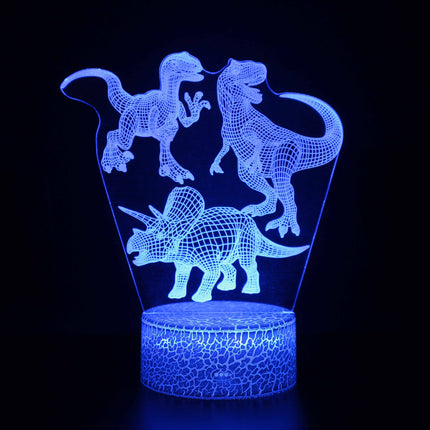 Lampada 3D LED con tre dinosauri