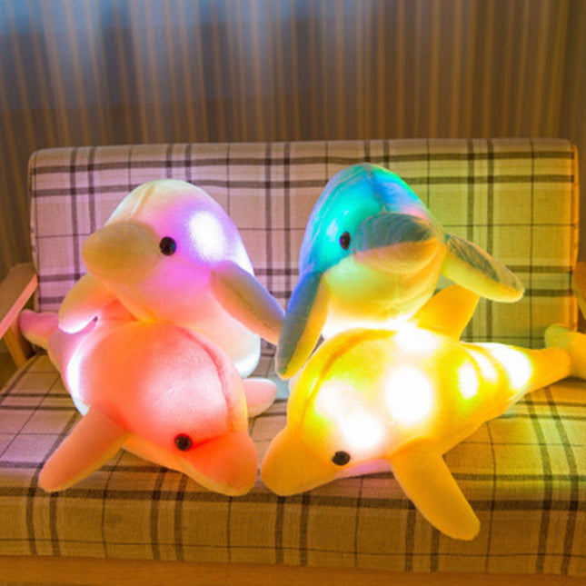 Cuscino peluche luminoso a forma delfino
