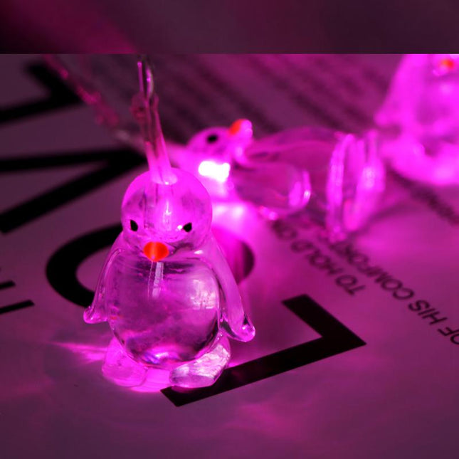 Catena luminosa LED a forma di pinguini