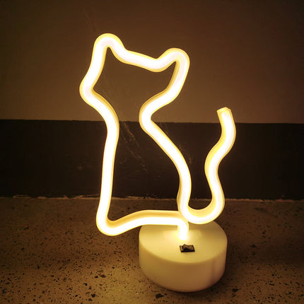 Insegna luminosa neon gatto giallo