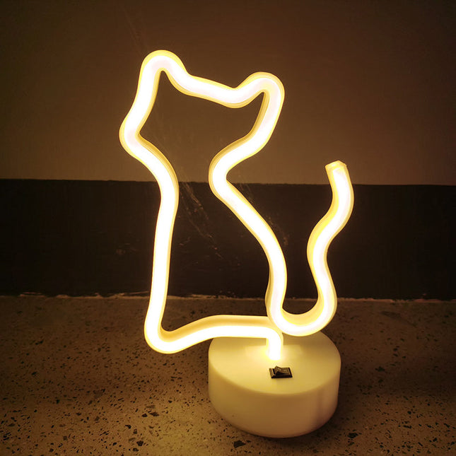 Insegna luminosa neon gatto giallo