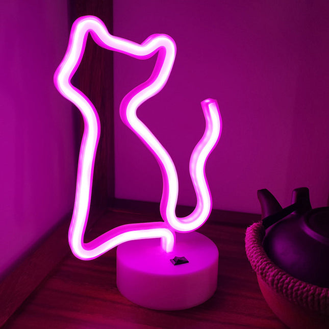 Insegna luminosa neon gatto rosa