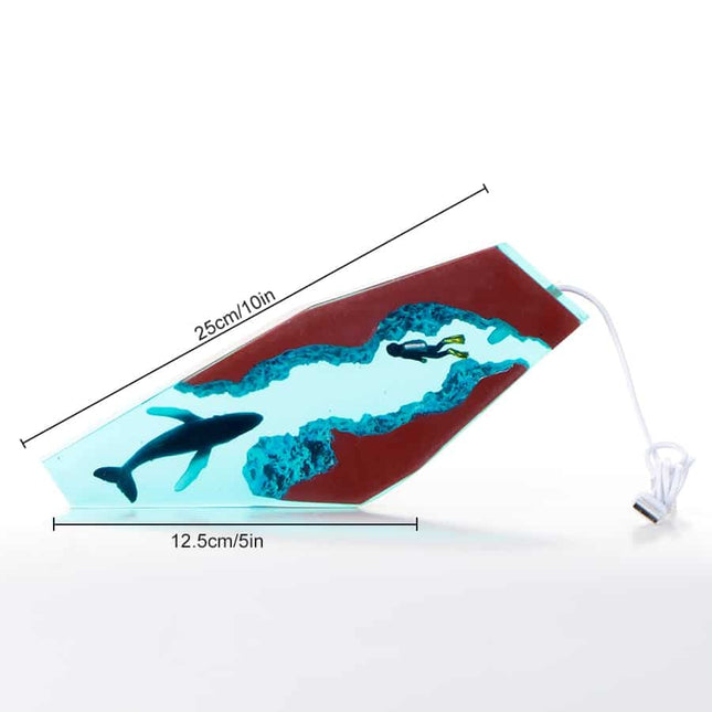 Lampada design balena in resina epossidica