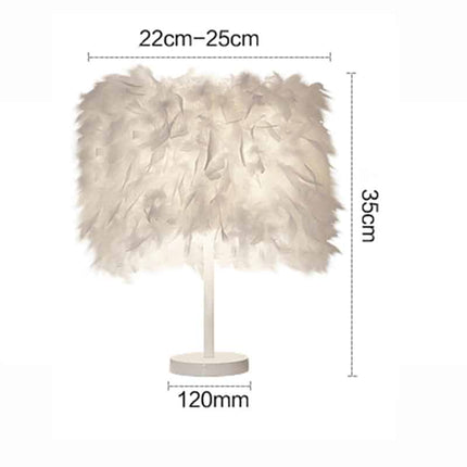 Lampada da comodino con paralume piume