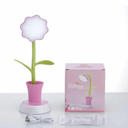 Lampada da scrivania fiore con portapenne