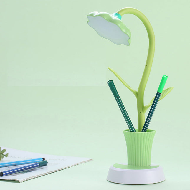 Lampada da scrivania fiore con portapenne