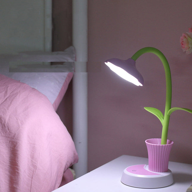 Lampada da scrivania fiore con portapenne