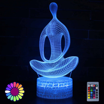 Lampada 3D LED colorata figura yoga