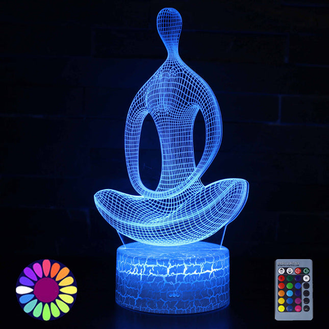 Lampada 3D LED colorata figura yoga
