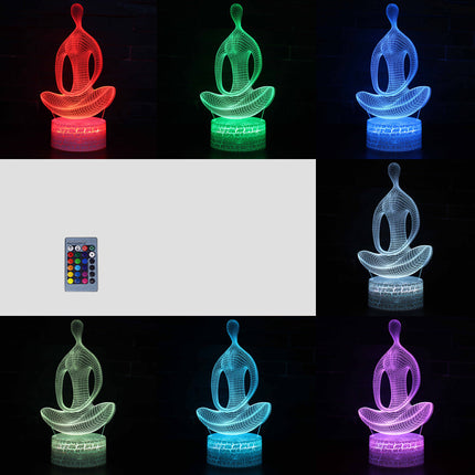 Lampada 3D LED colorata figura yoga