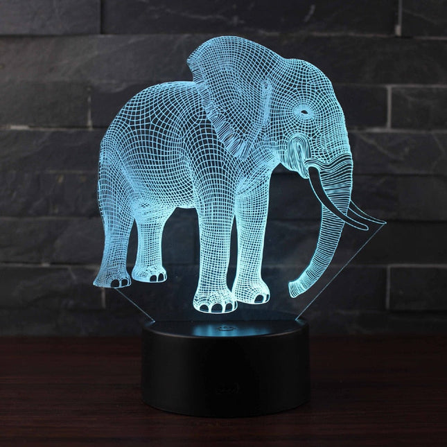 Lampada 3D LED illusione ottica elefante