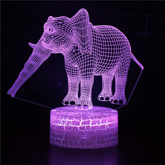 Lampada 3D LED illusione ottica elefante