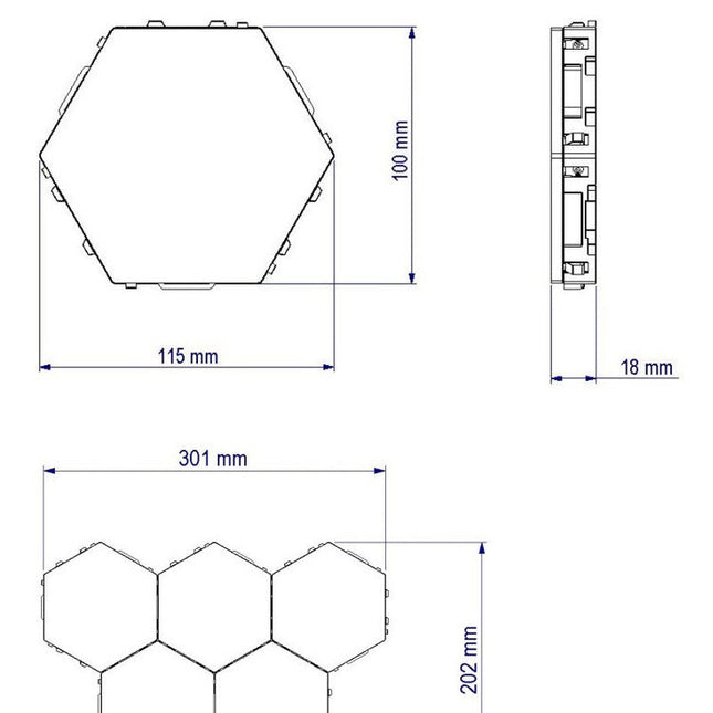 Pannelli LED esagonali modulari da parete