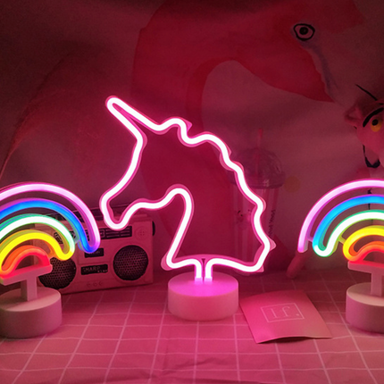 Lampada LED Neon rosa forma unicorno