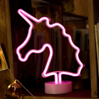 Lampada LED Neon rosa forma unicorno