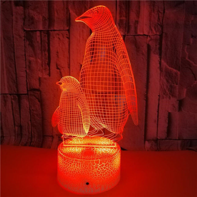 Lampada 3D LED a forma di pinguino